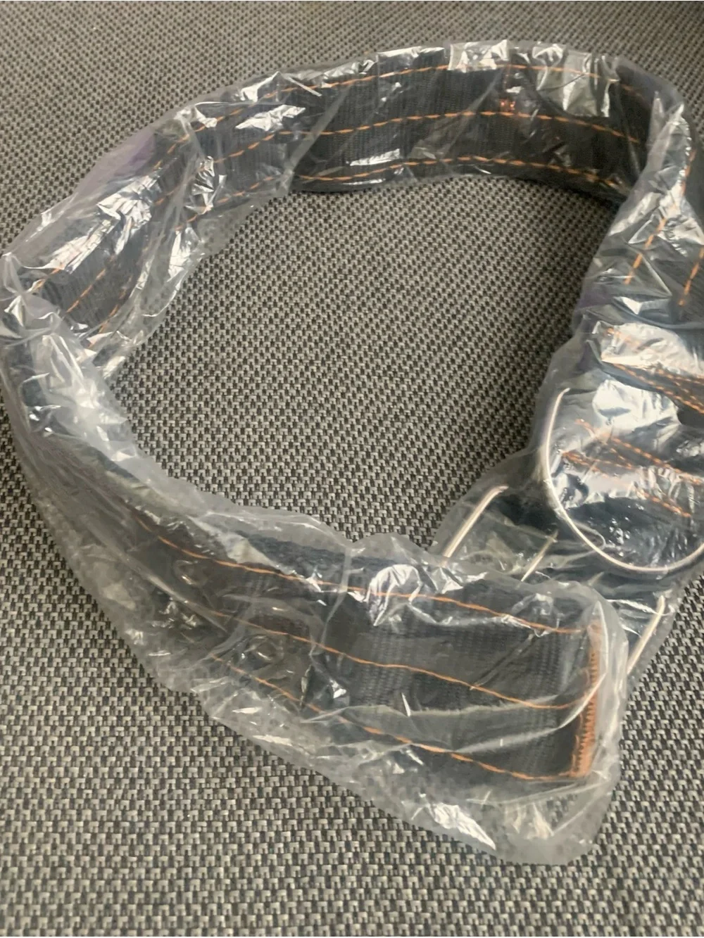 XL Black Dog collar with beown Stitching